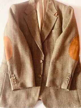 Oscar de la Renta Brown Houndstooth wool Vintage blazer